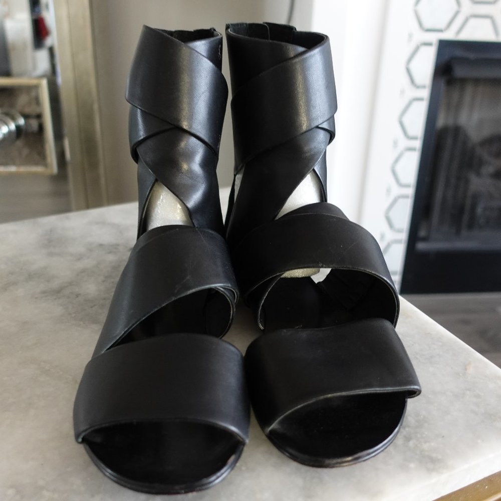 Aminah Abdul Jillil black leather ankle sandal